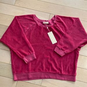 Suzie Kondi Saba Raglan beach terry rose pink top sweatshirt